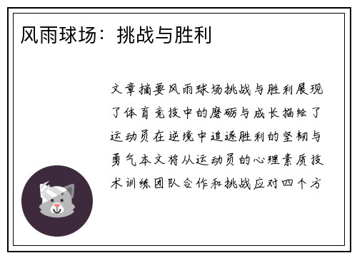 风雨球场：挑战与胜利